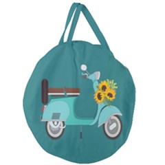 Blue Vespa Taking Flowers To You  Giant Round Zipper Tote by ConteMonfrey