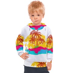 Holiday Tropical Elements Leaf Orange Kids  Hooded Pullover by Jancukart