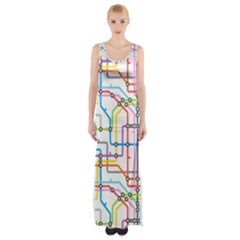 Tube Map Seamless Pattern Thigh Split Maxi Dress