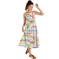 Tube Map Seamless Pattern Summer Maxi Dress by Jancukart