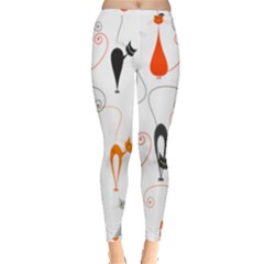 Cartoon Cat Seamless Pattern Graphic Inside Out Leggings by Jancukart