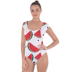 Watermelon Seamless Pattern Short Sleeve Leotard  by Jancukart