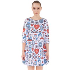 Medical Icons Square Seamless Pattern Smock Dress by Jancukart