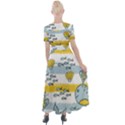 Cartoon Whale Seamless Background Button Up Short Sleeve Maxi Dress View2