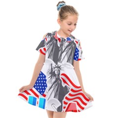 New York City Holiday United States Usa Kids  Short Sleeve Shirt Dress by Jancukart