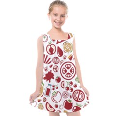 Pizza Seamless Pattern Background Kids  Cross Back Dress by Jancukart