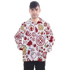 Pizza Seamless Pattern Background Men s Half Zip Pullover by Jancukart