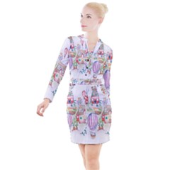 Easter Village  Button Long Sleeve Dress by ConteMonfrey