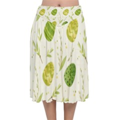 Easter Green Eggs  Velvet Flared Midi Skirt by ConteMonfrey