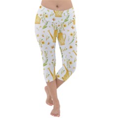 Easter Garden   Lightweight Velour Capri Yoga Leggings by ConteMonfrey