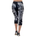 Roar Angry Male Lion Black Lightweight Velour Capri Leggings  View2