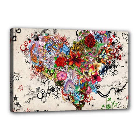 Multicolored Floral Digital Wallpaper Abstract Flowers Heart Free Download Canvas 18  X 12  (stretched) by danenraven