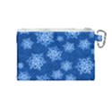 Snowflakes And Star Patterns Blue Snow Canvas Cosmetic Bag (Medium) View2