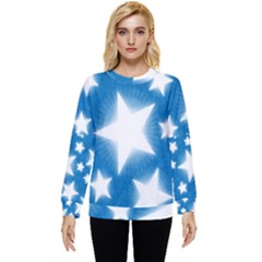 Snowflakes And Star Patterns Blue Stars Hidden Pocket Sweatshirt by artworkshop