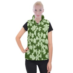 Snowflakes And Star Patterns Green Frost Women s Button Up Vest by artworkshop