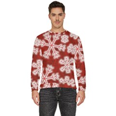 Snowflakes And Star Patterns Red Frost Men s Fleece Sweatshirt by artworkshop