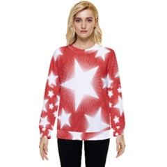 Snowflakes And Star Patterns Red Stars Hidden Pocket Sweatshirt by artworkshop