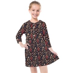 Carpet Symbols Kids  Quarter Sleeve Shirt Dress by Gohar