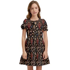 Carpet Symbols Kids  Puff Sleeved Dress by Gohar