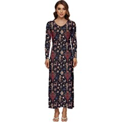 Carpet Symbols Long Sleeve Velour Longline Maxi Dress by Gohar