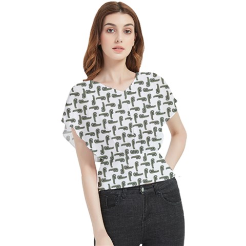 Cute Worm Sketchy Drawing Motif Pattern Butterfly Chiffon Blouse by dflcprintsclothing