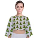 Kermit The Frog Tie Back Butterfly Sleeve Chiffon Top View1