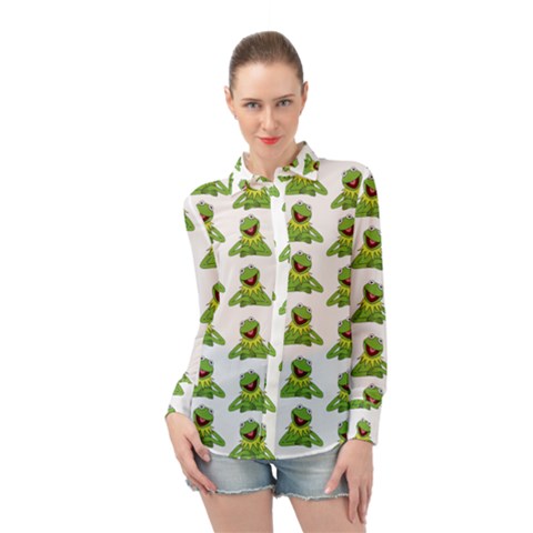 Kermit The Frog Long Sleeve Chiffon Shirt by Valentinaart