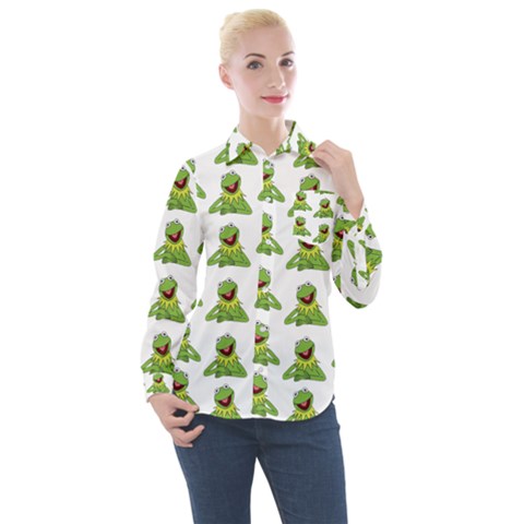 Kermit The Frog Women s Long Sleeve Pocket Shirt by Valentinaart