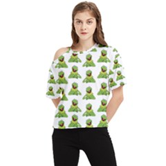 Kermit The Frog One Shoulder Cut Out Tee by Valentinaart