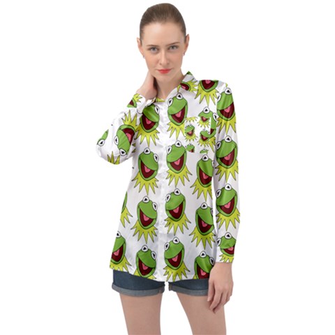 Kermit The Frog Long Sleeve Satin Shirt by Valentinaart