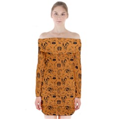 Halloween  Long Sleeve Off Shoulder Dress by Valentinaart