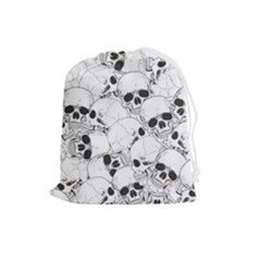 Skull Pattern Drawstring Pouch (large) by Valentinaart