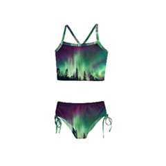 Aurora Borealis Northern Lights Forest Trees Woods Girls  Tankini Swimsuit by danenraven