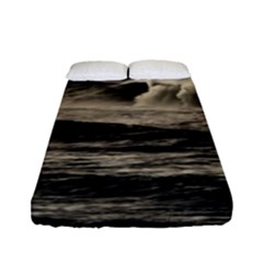 Sea Ocean Waves Sunset Sunrise Rough Seas Nature Black White Fitted Sheet (full/ Double Size) by danenraven