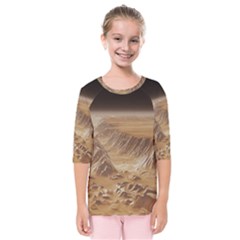 Mars Crater Planet Canyon Cliff Nasa Astronomy Kids  Quarter Sleeve Raglan Tee