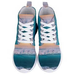 Beach Sea Waves Water Ocean Landscape Nature Women s Lightweight High Top Sneakers by danenraven