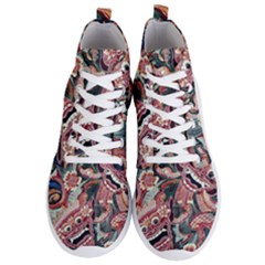 Indonesia Bali Batik Fabric Impression Patterns Men s Lightweight High Top Sneakers by danenraven