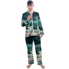 Sea Ocean Waves Seascape Beach Men s Long Sleeve Satin Pajamas Set by danenraven