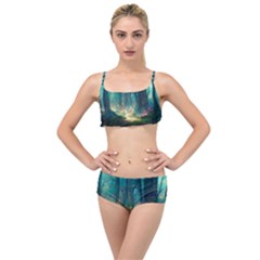 Magical Forest Forest Painting Fantasy Layered Top Bikini Set by danenraven