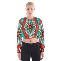 Christmas Kaleidoscope Cropped Sweatshirt by artworkshop