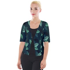 Leaves Pattern Cropped Button Cardigan by artworkshop