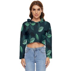 Leaves Pattern Women s Lightweight Cropped Hoodie by artworkshop