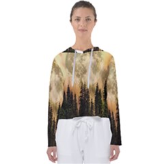 Moon Nature Forest Pine Trees Sky Full Moon Night Women s Slouchy Sweat by danenraven