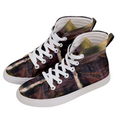 Waterfall Cascade Mountains Cliffs Northern Lights Men s Hi-top Skate Sneakers by danenraven