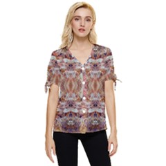 Pastels Kaleidoscope Bow Sleeve Button Up Top by kaleidomarblingart