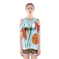 Fishbowl Fish Goldfish Water Shoulder Cutout One Piece Dress by artworkshop