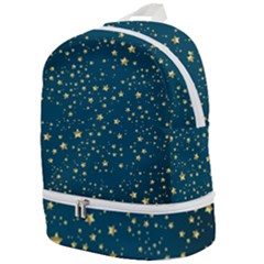 Star Golden Pattern Christmas Design White Gold Zip Bottom Backpack by Ravend