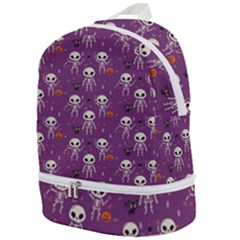 Background Halloween Pattern Pumpkin Skeleton Bat Zip Bottom Backpack by Ravend