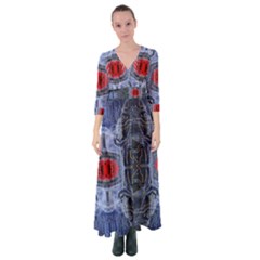 Art Robot Artificial Intelligence Technology Button Up Maxi Dress by Ravend