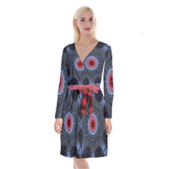 Art Robots Artificial Intelligence Technology Long Sleeve Velvet Front Wrap Dress by Ravend